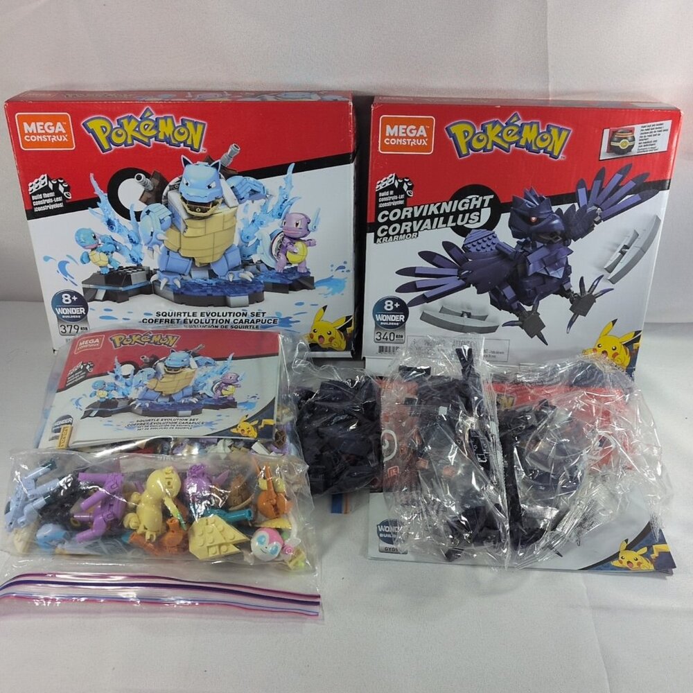 Mega Construx POKEMON Squirtle Evolution Set Corviknight Eevee Flareon Parts LOT